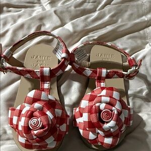Janie and Jack Checkered Red and White Kids Sandals